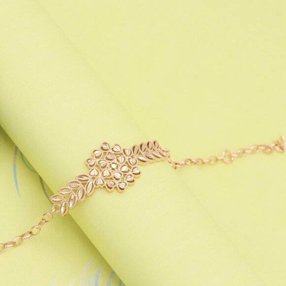 "Elegant Floral Leaf Rose Gold Bracelet with Adjustable, XPBL1137 - Picture 6 of 13